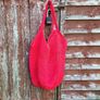 Handmade cotton crochet tote bag - red, shopping bag, woven bag Image 7