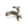 Vintage 925 Sterling Silver Marcasite & Cultured Pearls Singing Bird Brooch Image 6
