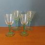 Two Pairs of Fabulous Vintage Cocktail/Liqueur/Small Wine Glasses in Clear and Green Glass, Unknown Makers, but Quality Hand Blown Glass Image 4