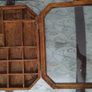 vintage glass display wall cabinet with Wade collection figurines Image 2