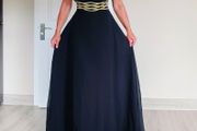 Brand new Black Formal Evening Gown with gold details, size M