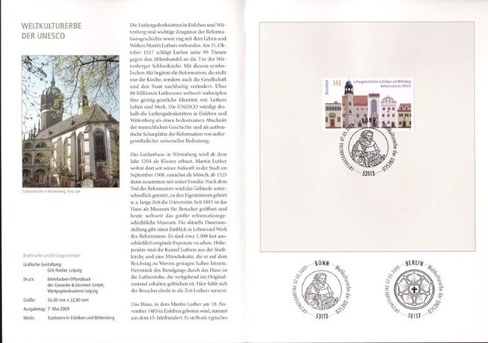 2009 Bundes Republic Deutschland (Germany) Federal Annual Stamp EFT Collection 2009 with 43 images of contents