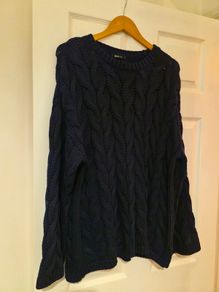 Knitted jumper navy Large Gina Tricot