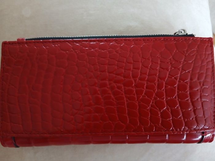 Red Faux Crocodile Skin Purse
