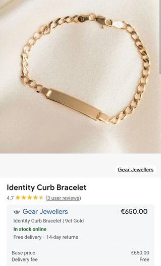 Preloved 9ct yellow gold identity bracelet