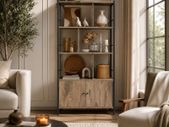 Bookcase with 4 open shelves modern two door