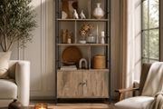 Bookcase with 4 open shelves modern two door