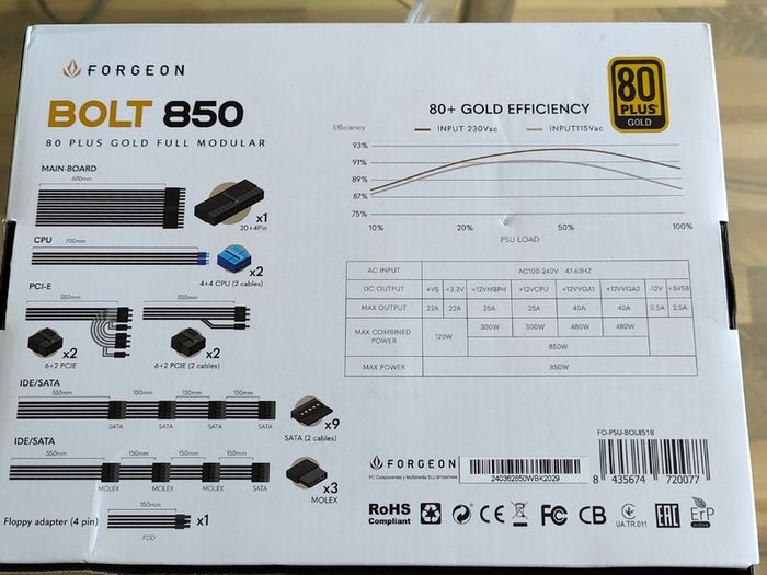 Forgeon Bolt PSU 850W 80 Plus Gold Full Modular Brand New