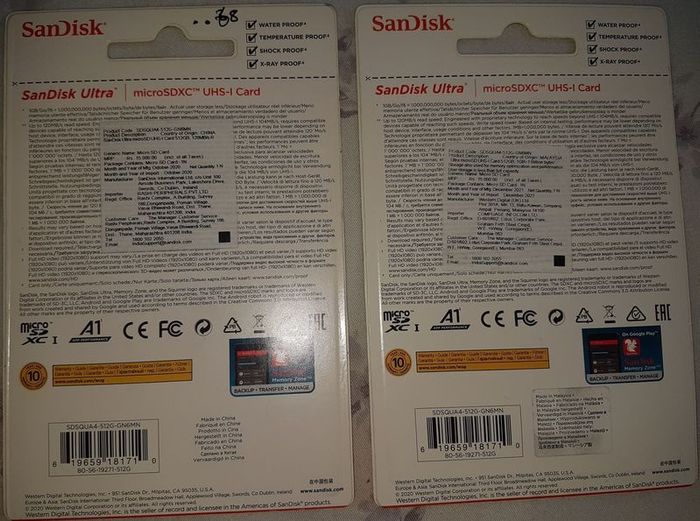 PRICE REDUCED FROM 100 - Two Brand new SCANDISK Ultra Class 10 microSDXC Memory Cards>> 512Gb