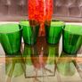 Set 4 Vintage Vereco France Small Forest Green Juice Glasses Tumblers MCM Image 2