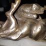"Bull & Bear" Silvered Bronze Sculpture on Marble Base."Sert Foundry,Barcelona". Image 3
