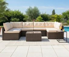 MIAMI Luxury Rattan Garden Corner Sofa Set with Table Outdoor Patio Furniture