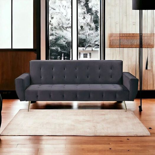 Black Sofa Bed with Golden Legs