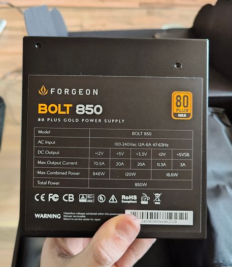 Forgeon Bolt PSU 850W 80 Plus Gold Full Modular Brand New