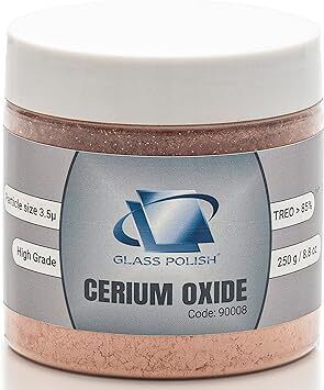 Glass Polish 90008 Cerium Oxide High Grade Glass Polishing Powder - TREO 85% - 3.5 microns - 250 Grams