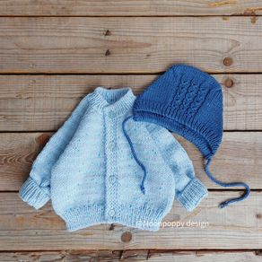 Handknit baby cardigan and bonnet set