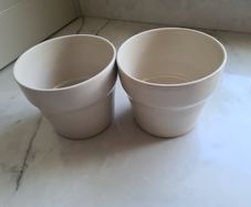 IKEA Garden Glazed Cream Pots X 2