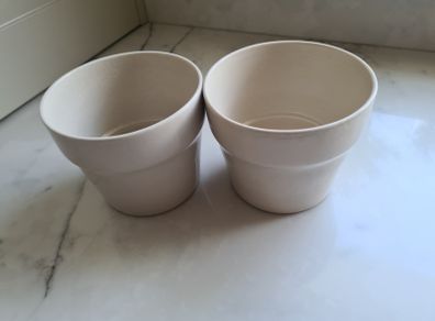 IKEA Garden Glazed Cream Pots X 2