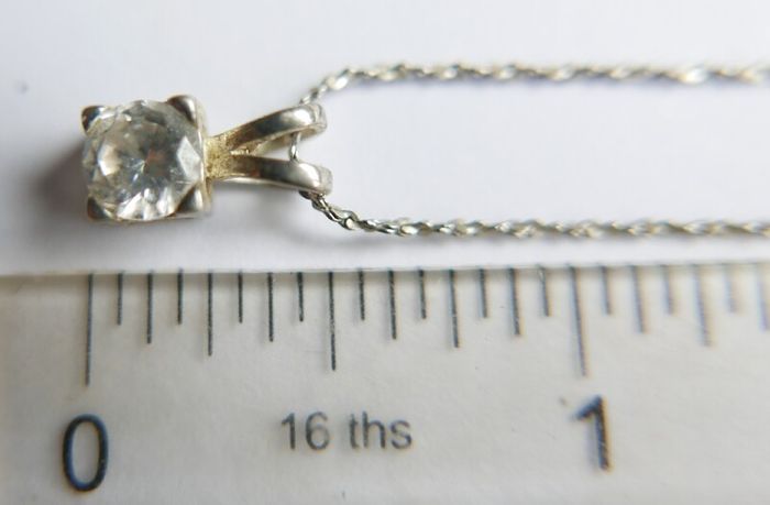 Vintage Sterling Silver 925 Cubic Zirconia Pendant Necklace - length 18" - 2,3g
