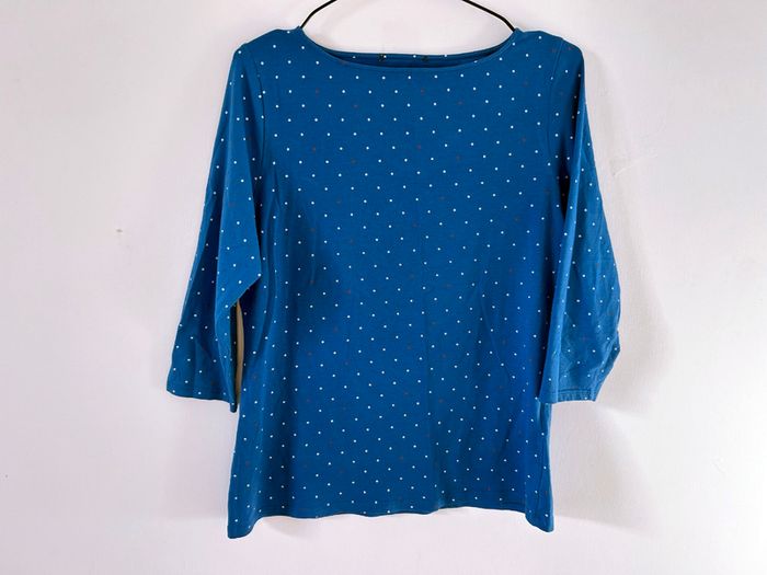 MARKS & SPENCER Ladies Blue Sleeved Polka Dot Top