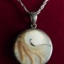 Vintage  Sterling Silver 925 Mother of Pearl Pendant on Chain - Unique Mother of Pearl Pendant length 18" - 15,9g Image 3