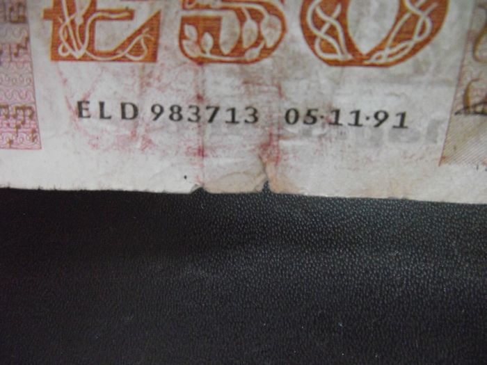 1991 Central Bank of Ireland 50 Pounds, B Series