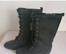 Hush Puppies Chamber Moto Black Leather Waterproof Boots UK 3 EU 36 Wide New  CAN POST