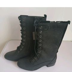 Hush Puppies Chamber Moto Black Leather Waterproof Boots UK 3 EU 36 Wide New  CAN POST