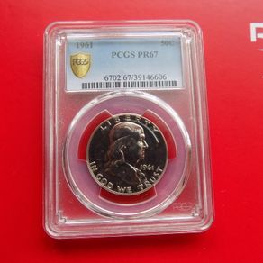 US Franklin 1961 Proof Silver Half Dollar.Slabbed.Gem BU.Graded PR67.
