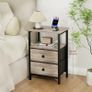 Bedside Table Set of 2, Side Table with 2 Fabric Drawers, Bedroom Bedside Cabinet with Open Storage Shelf, End Table, Nightstand for Living Image 4