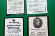 Lot of 4 Original WWI German Death Cards (Sterbebilder) 1915-1917 - Infantry &amp; Priest