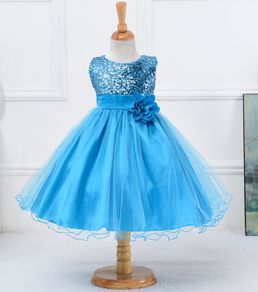 New Girls Sequinned Dress Flower Sash Sleeveless Formal Party Wedding Bridesmaid Sz 9-10 yrs