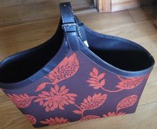 Terracotta & Brown Chenille and Faux Leather Magazine Holder