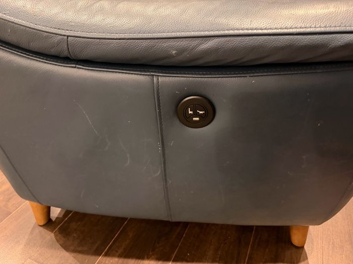 Blue Leather Power Recliner