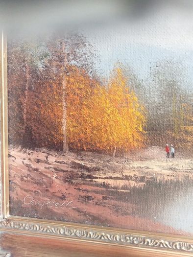 PRICE DROP Oil on canvas, Autumn scene in gilted frame 12" X  10"
