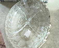 Vintage Silverplate Serving Tray Food Basket Dish, Divided Glassto 4 Section Insert