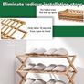 FREE EXPRESS SHIPPING 3 Tier Bamboo Shoe Rack,Portable Folding Shoe Storage Rack,Without Installation Small Shoe Rack Perfect for Corridors, Bedrooms and Small Spaces (3 Tier) Image 3