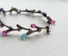 Argento Multi-Gem Silver-Tone Tennis Bracelet  Amethyst, Pink & Blue Stones