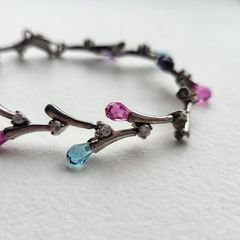 Argento Multi-Gem Silver-Tone Tennis Bracelet  Amethyst, Pink & Blue Stones