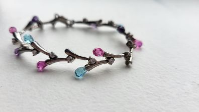 Argento Multi-Gem Silver-Tone Tennis Bracelet  Amethyst, Pink & Blue Stones