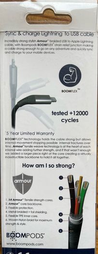 Heavy duty armoured lightning cable for iPhones 5 year warranty brand new RRP 18.95