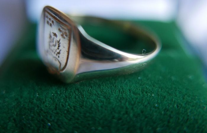 Vintage 9Ct Yellow Gold 375 Men's Clan Signet Crest Ring 2,52g size T