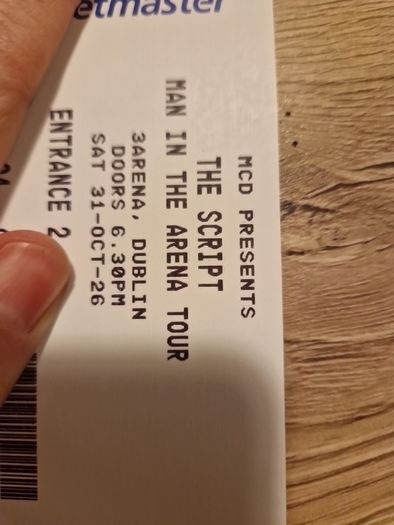 the script concert 31st oct 2 tickets