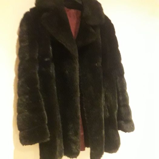 vintage 70's dark brown fax fur jacket