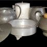 Vintage Arts & Crafts Hammered Pewter Set/Stampeded Image 9