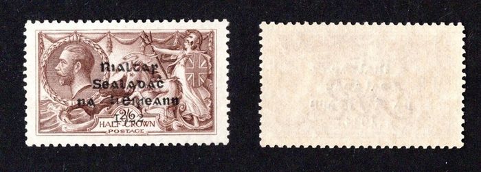 1922 Ireland 2s6d Chocolate Brown Overprint Stamp by Dollard Mint Never Hinged (MNH)