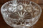 Cut glass crystal large deep fruit bowl un stamped heavy