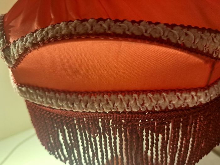 Vintage Lamp Red Shade Mahogany Dipped Base