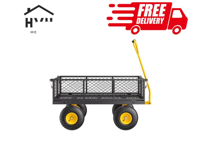 Steel Garden Cart 900lb Capacity Heavy Duty Yard Wagon Cart 10in Tires
