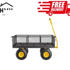 Steel Garden Cart 900lb Capacity Heavy Duty Yard Wagon Cart 10in Tires